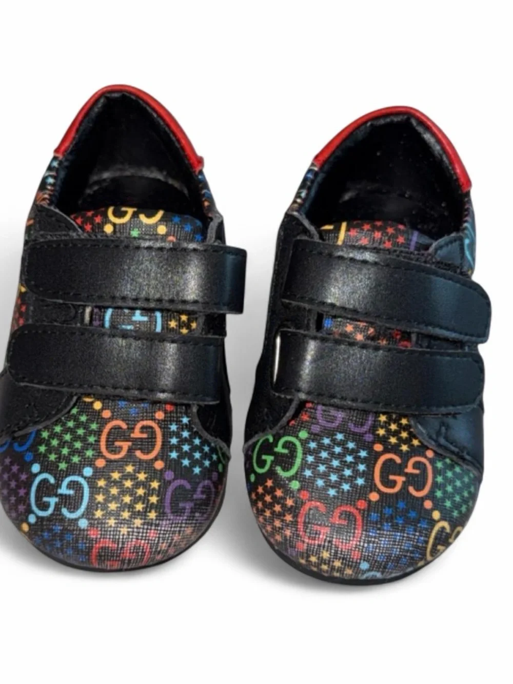 Gucci Kids Black Slip-On Shoes with Multicolor Logo